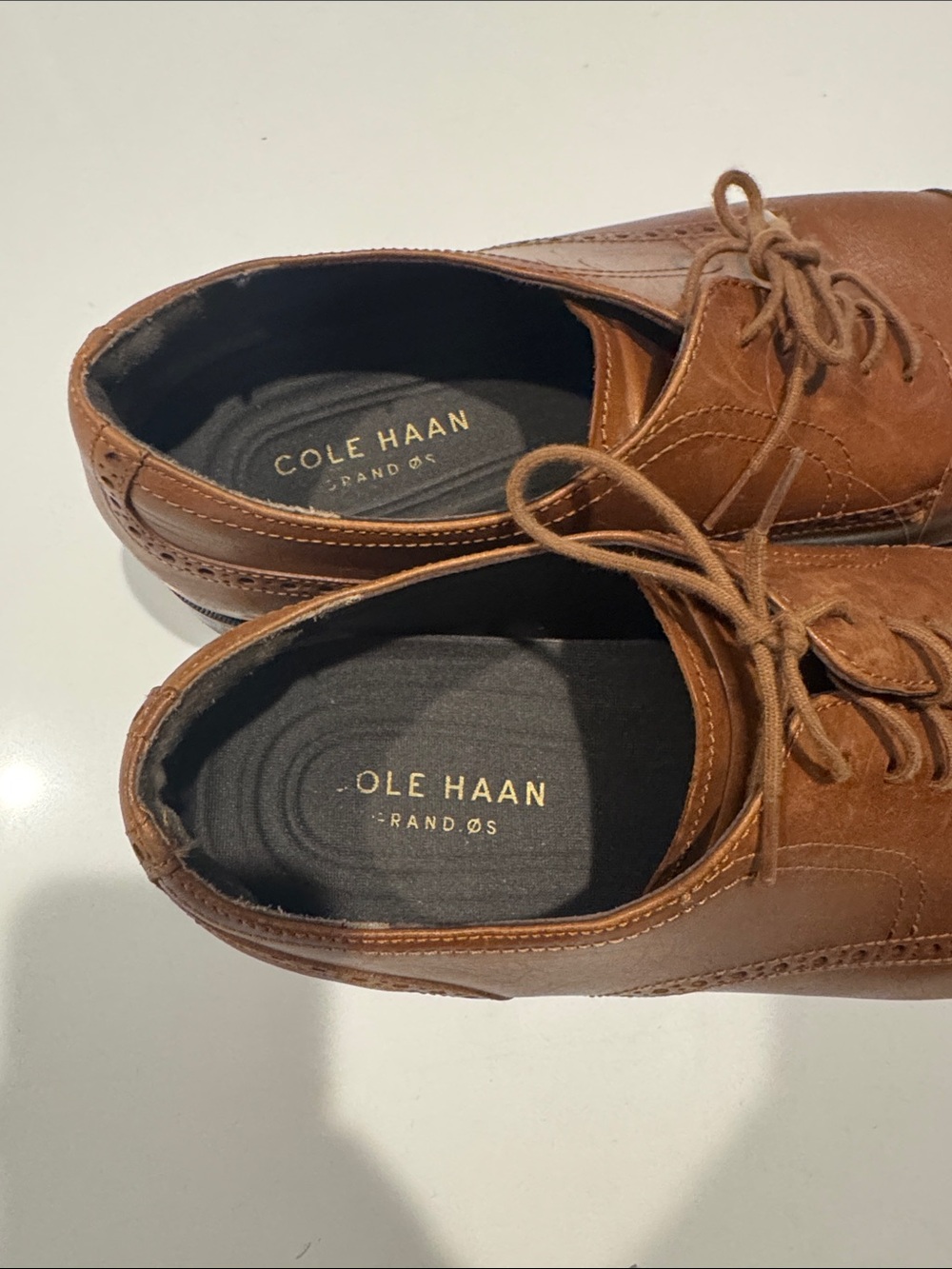 Cole Haan Men's Brown Leather Cap-Toe Derby Oxfords - Picture 2 of 7